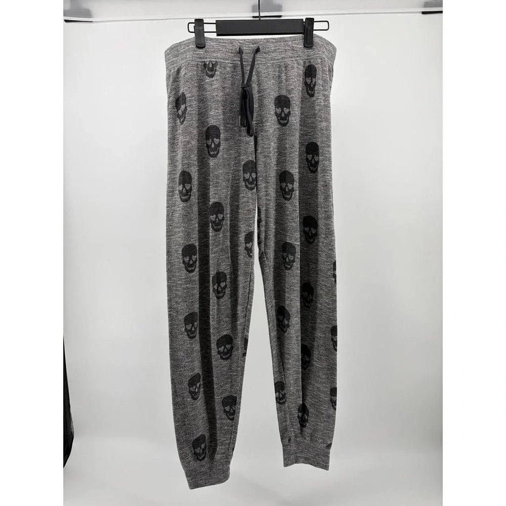 PJ Salvage Pajama Pants, Gray Skull, Super Soft, Women's Size Medium
